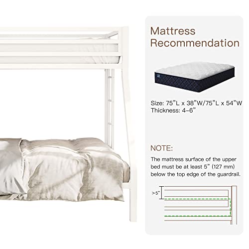 Metal Loft Bunk Bed Twin Over Twin Size with Guardrail and Ladder X7358