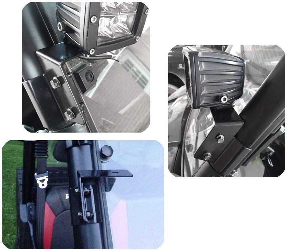 LED Light Bar Mount Windshield Kit 50 288W Curved Front Pillar Side 2x 18W 3 Cube Lights Brackets w/ 2x Wiring Kit Full Size Pro-Fit Cage Upper For 2013-2021 Polaris Ranger XP 1000 900 570 P3205