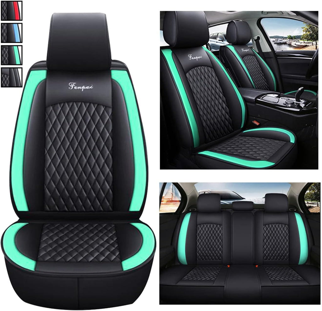 Black Blue Waterproof PU Leather Car Seat Cover Protector Pad R96586