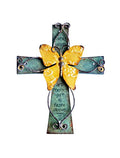 Wooden Wall Cross with Metal Butterfly F265