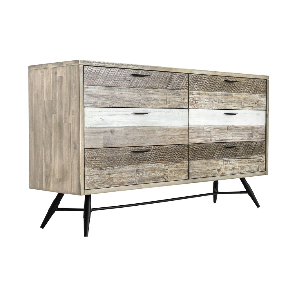 63 Inch Acacia Wood 6 Drawer Dresser O67521