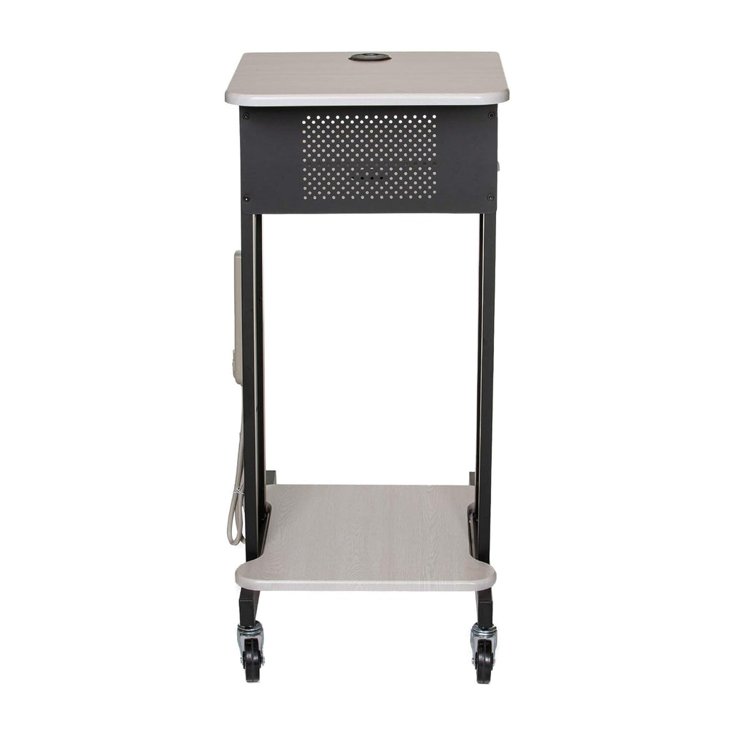 Presentation Cart and Stand, Steel Frame, Ivory Woodgrain E98510