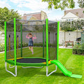 7FT Kids Trampoline with Safety Enclosure Net, Slide and Ladder C146311