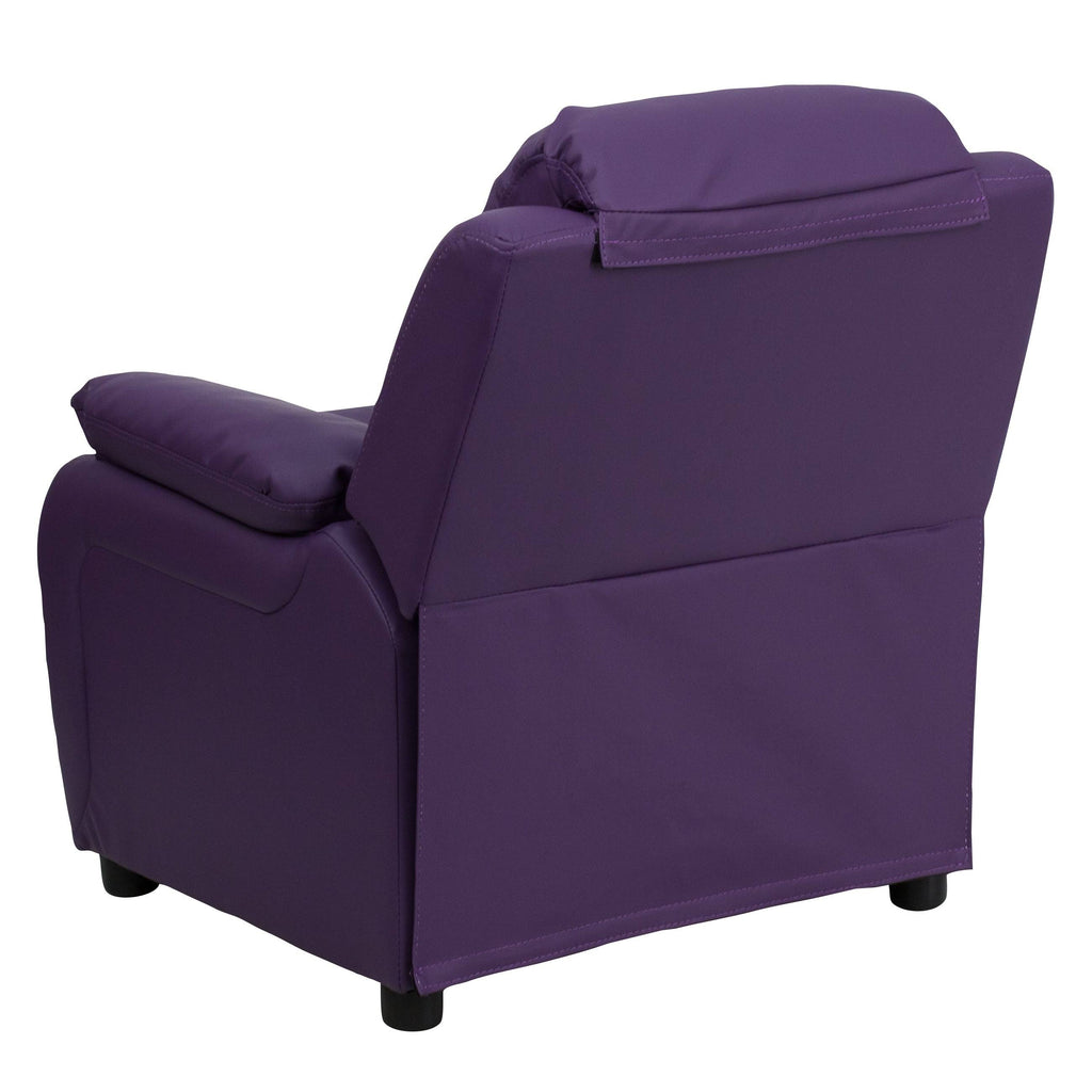 Green Vinyl Kids Recliner with Storage Arms M249732