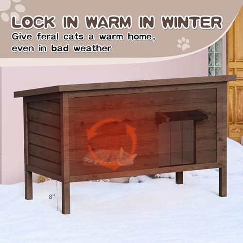 Outdoor Cat House Fully Insulated Wooden Weatherproof 34.4" L x 21.7" W x 27.2" H N859041