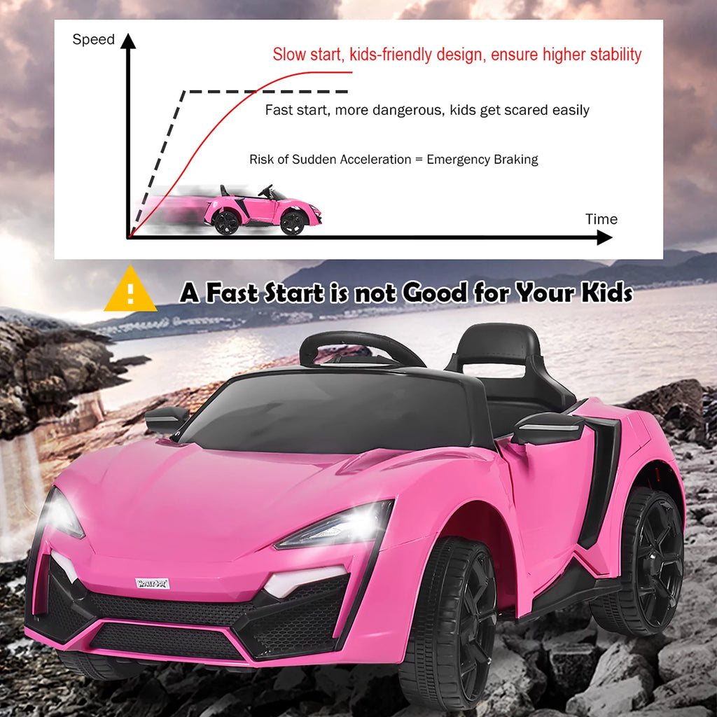 12V Kids Ride On Car with Lights MP3 Openable Doors Pink C982540