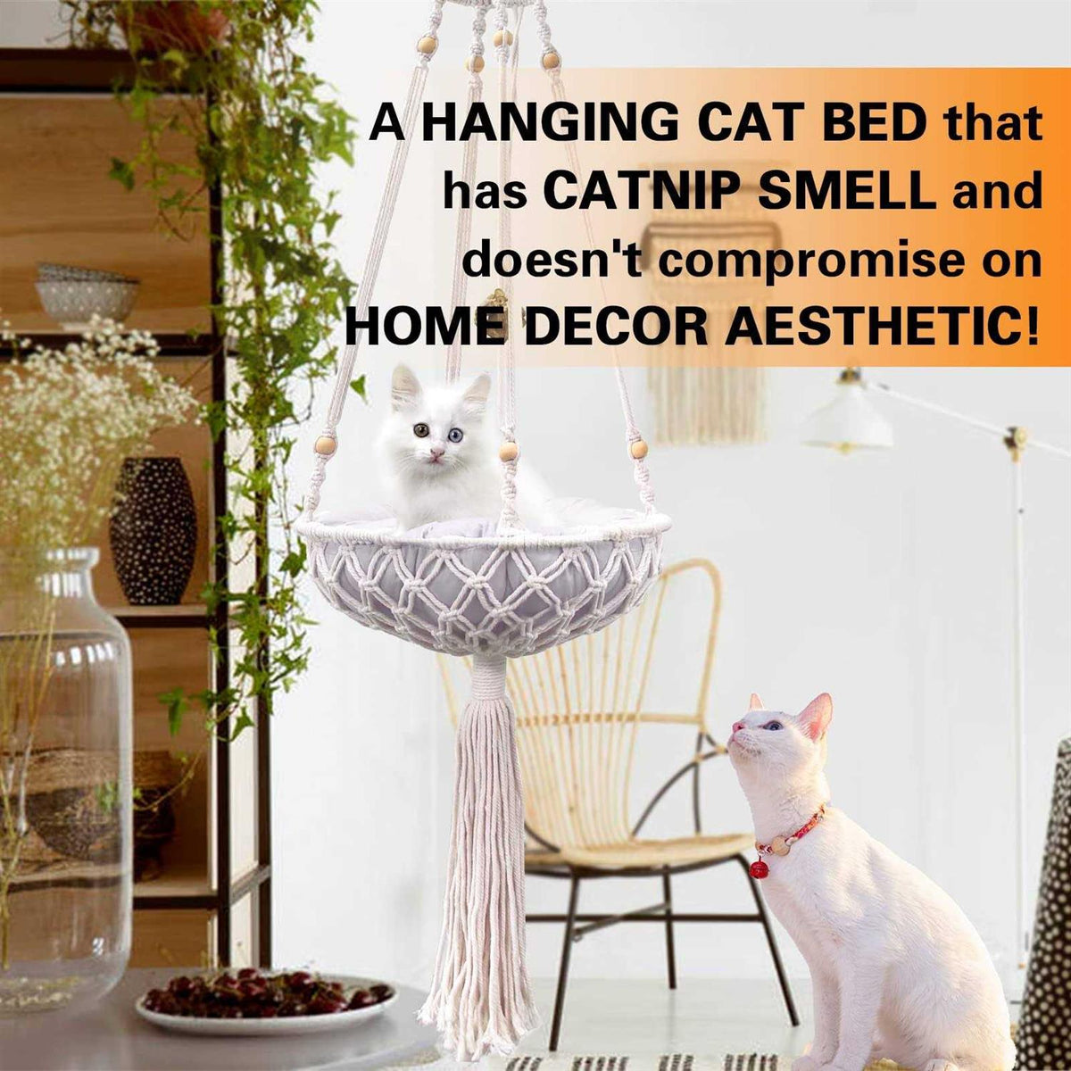 Handwoven Macrame Cat Swing with Hanging Kit B822