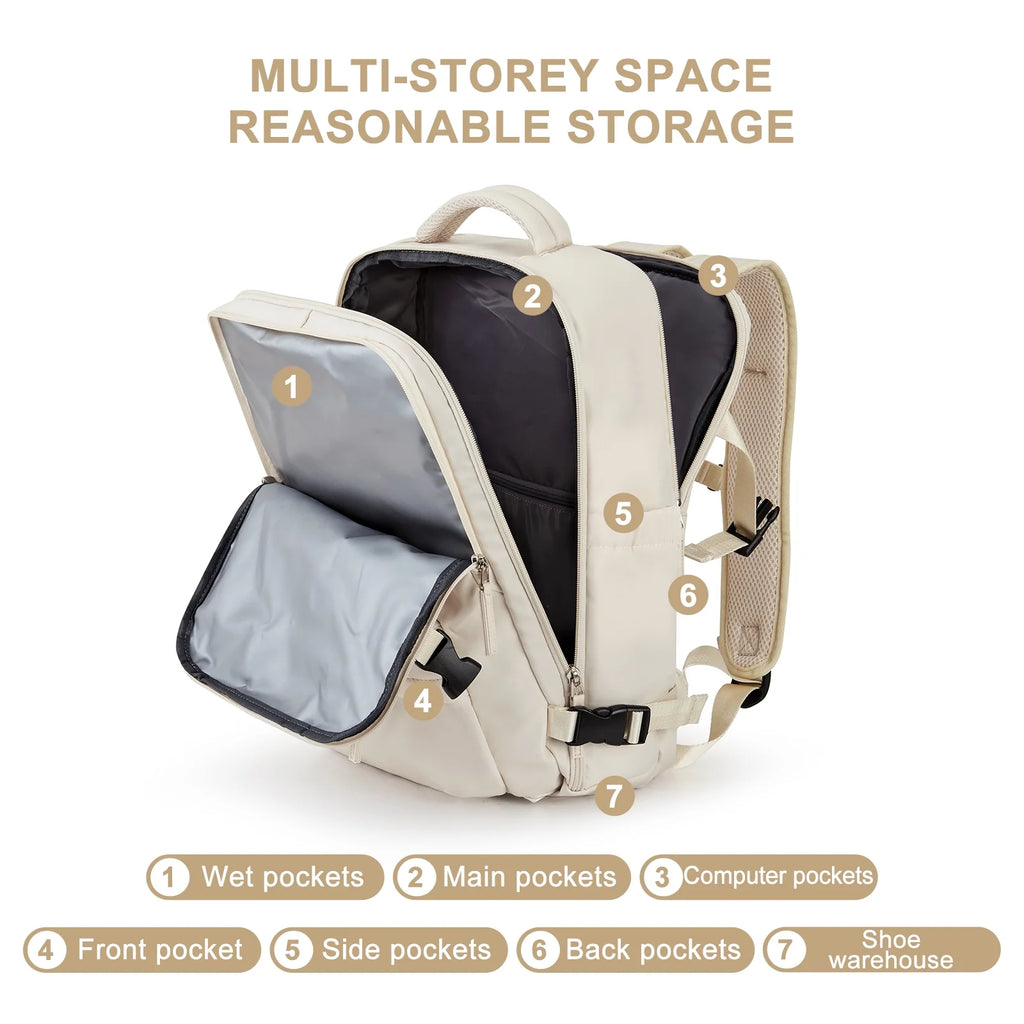 Waterproof Travel Backpack with USB Charging Port Shoes Compartment Z6400