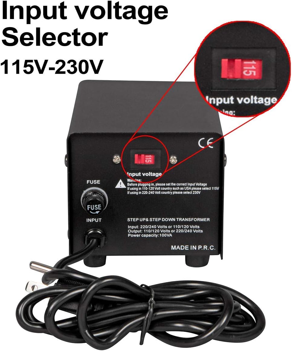 Voltage Converter and Transformer, 110-220 to 220-240 Volts, 300 Watts Pack of 2 L580949