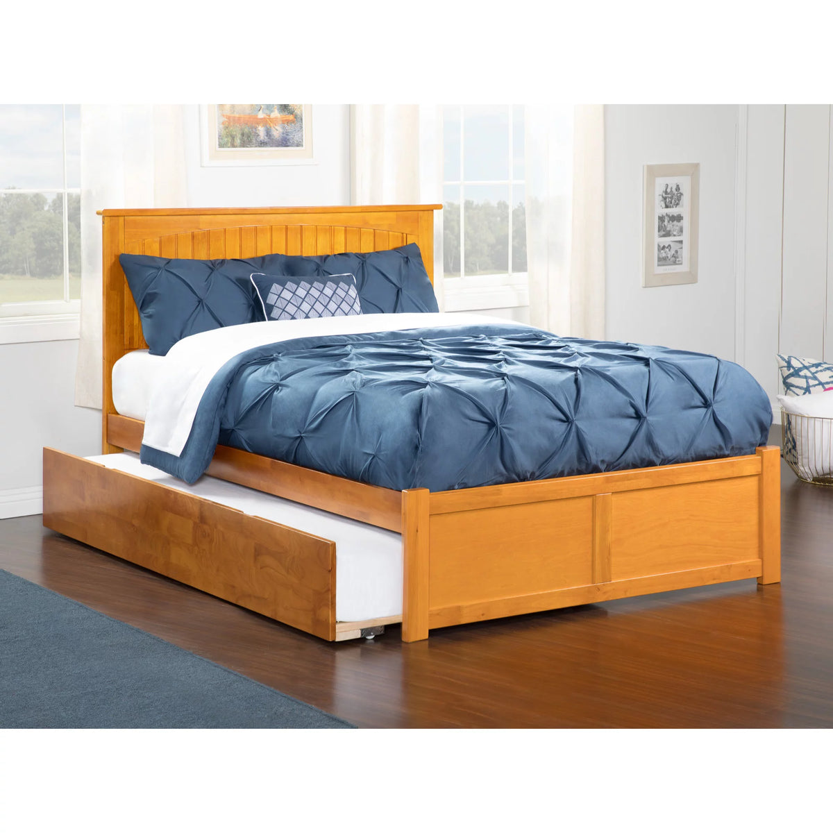 Full Size Platform Bed with Trundle J595