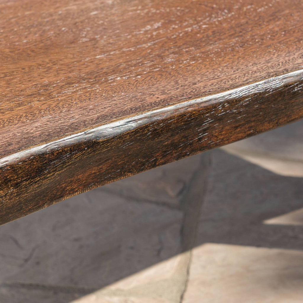 Teak Concrete Faux Live Edge Patio Dining Bench K352375