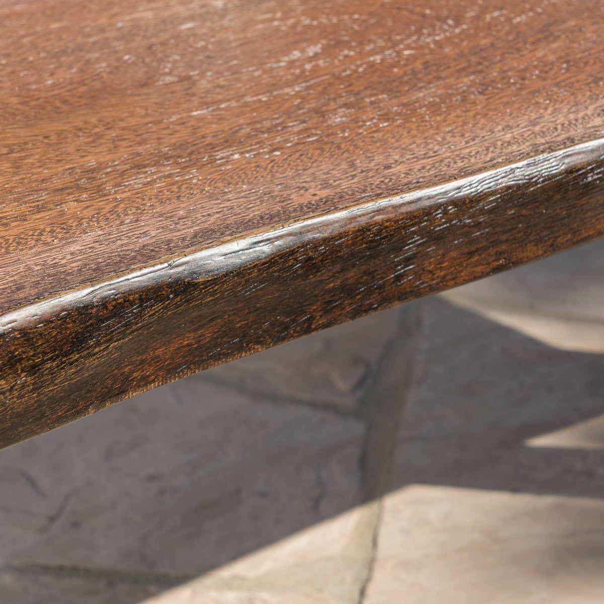 Teak Concrete Faux Live Edge Patio Dining Bench K352375