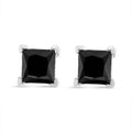 14K White Gold 2.00 Cttw Princess-Cut Black Diamond Stud Earrings with Screw Backs J839602