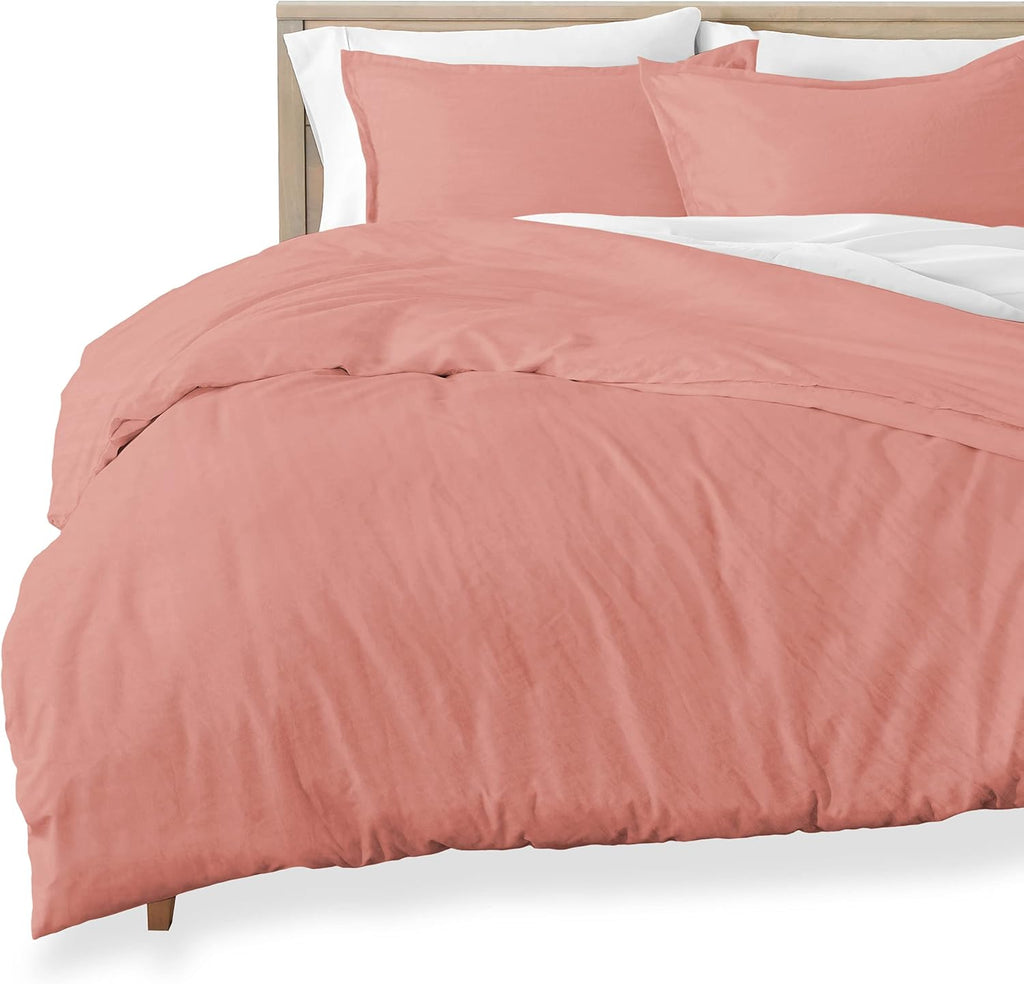 Queen Size Sandwashed White Brushed Microfiber Duvet Cover Pack of 2 L29332