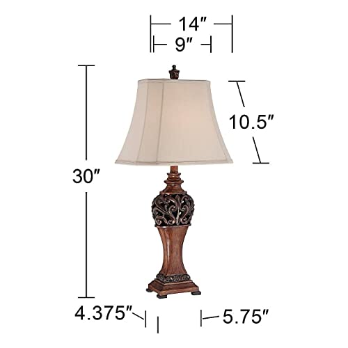 30" Tall Set of 2 Bronze Wood Table Lamps A774