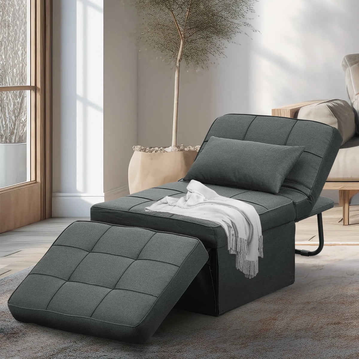 Folding Sofa Bed 4 in 1 Twin Size Grey B261362
