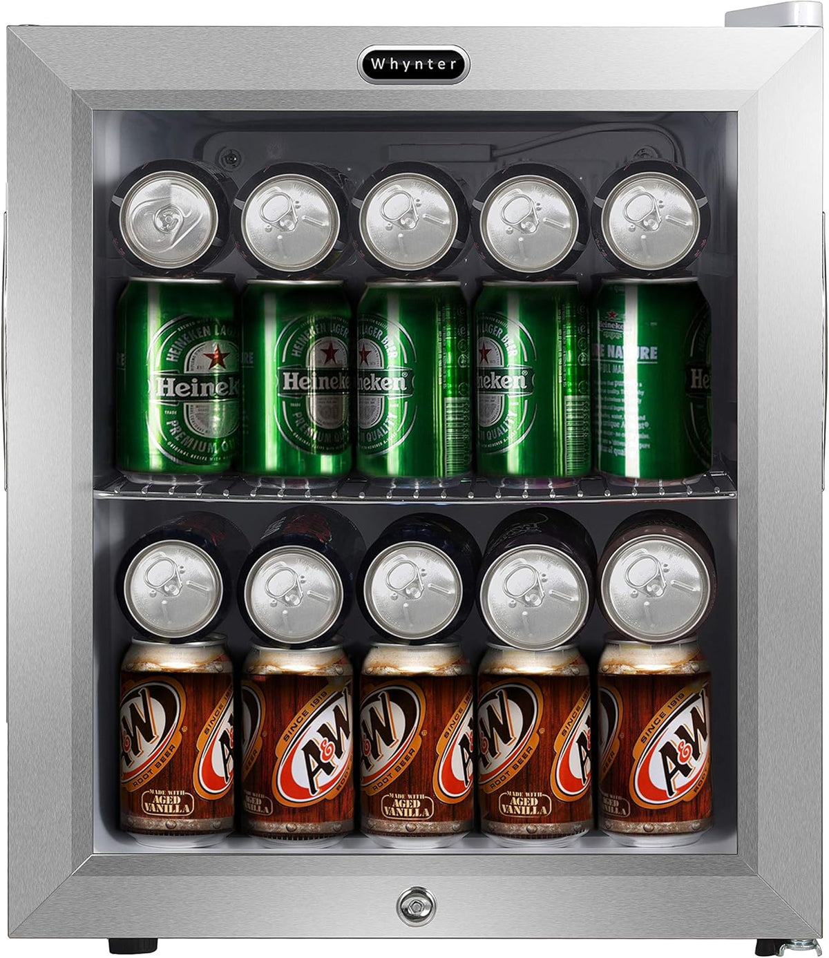 90 Can Capacity Stainless Steel Beverage Refrigerator with Lock O869766