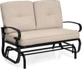 Beige Outdoor Glider Bench with Cushions Y95009