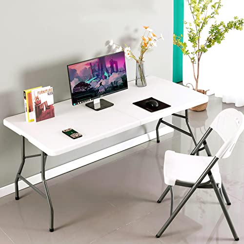 Folding Table 4FT Plastic Height Adjustable White M6081