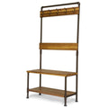 Acacia Wood Bench with Shelf and Coat Hook J924