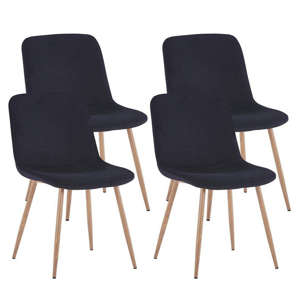 Black Velvet Upholstered Dining Chairs Set of 4 B4442