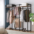 Black Heavy Duty Metal Closet Organizer with Shelves and Hanging Rod P255