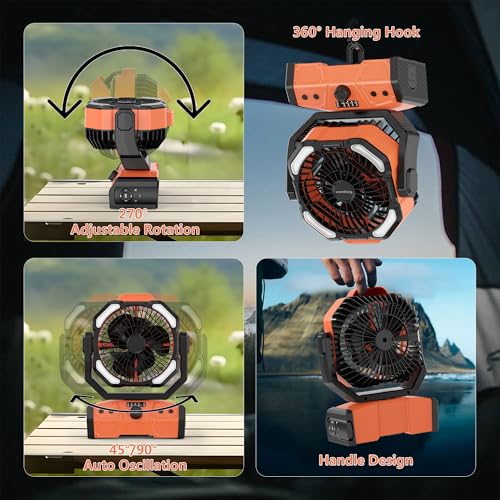 Camping Fan with LED Lantern H5486