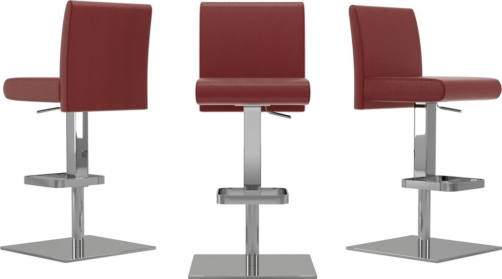 Italian Burgundy Leather Bar Stool Z618419
