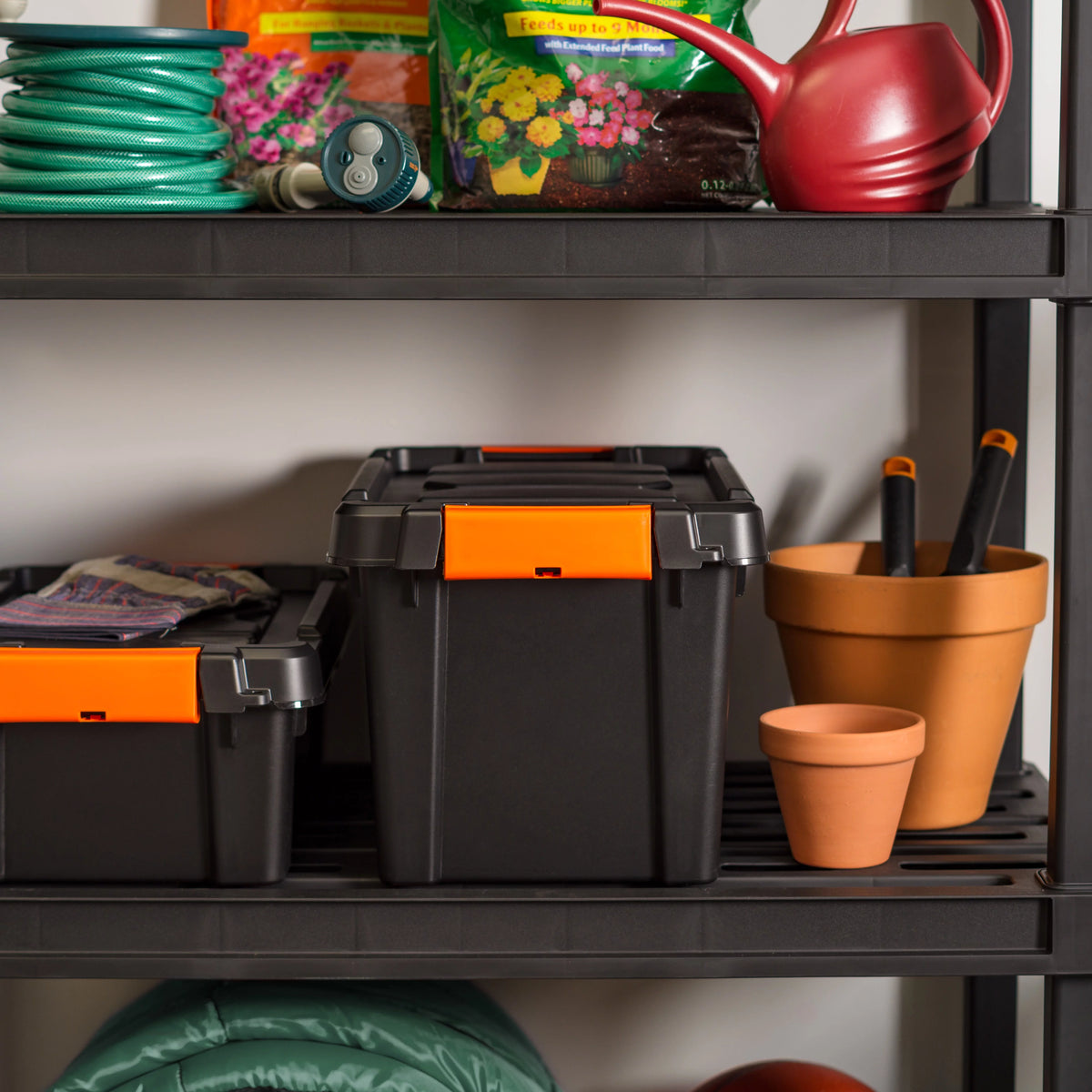5 Gallon Heavy Duty Plastic Storage Bin Black, Set of 4 A39820