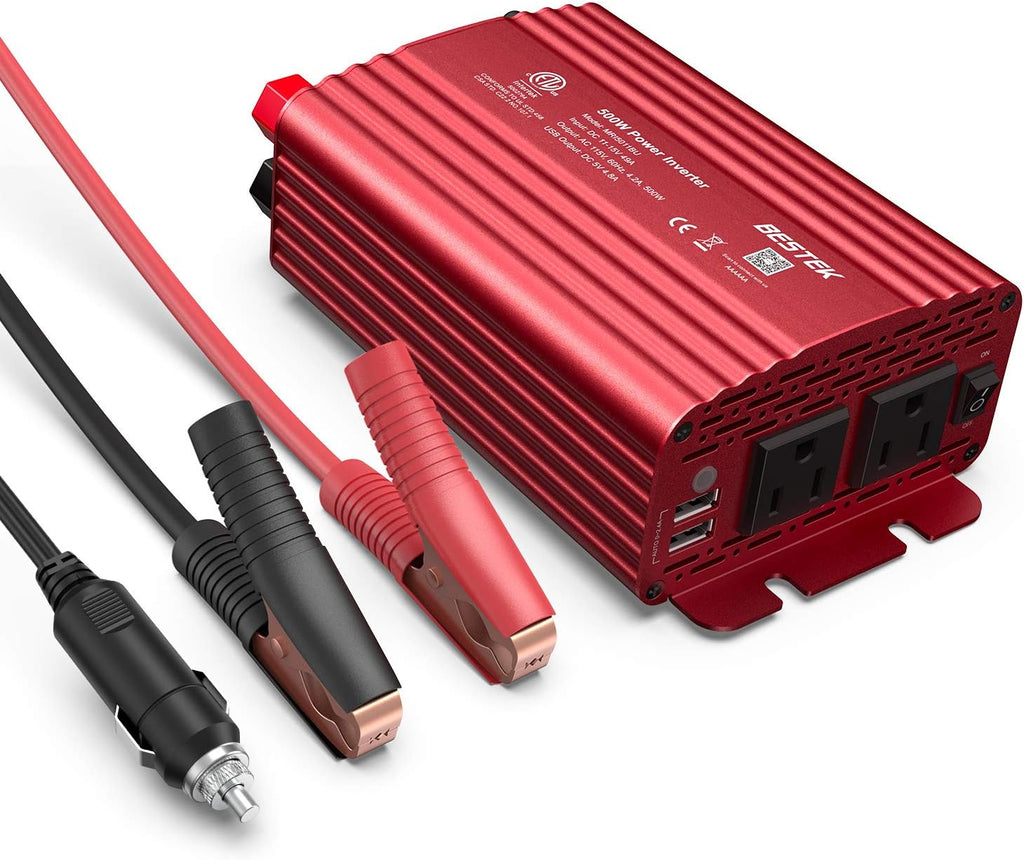 500W Power Inverter with Dual USB Car Charger Pack of 2 E653496