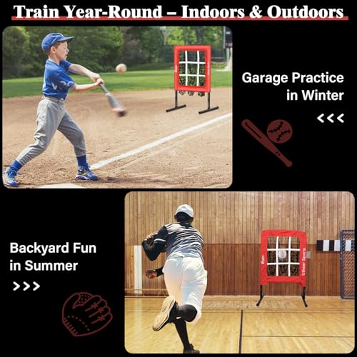 9 Hole Adjustable Height Baseball Pitching Net U28120
