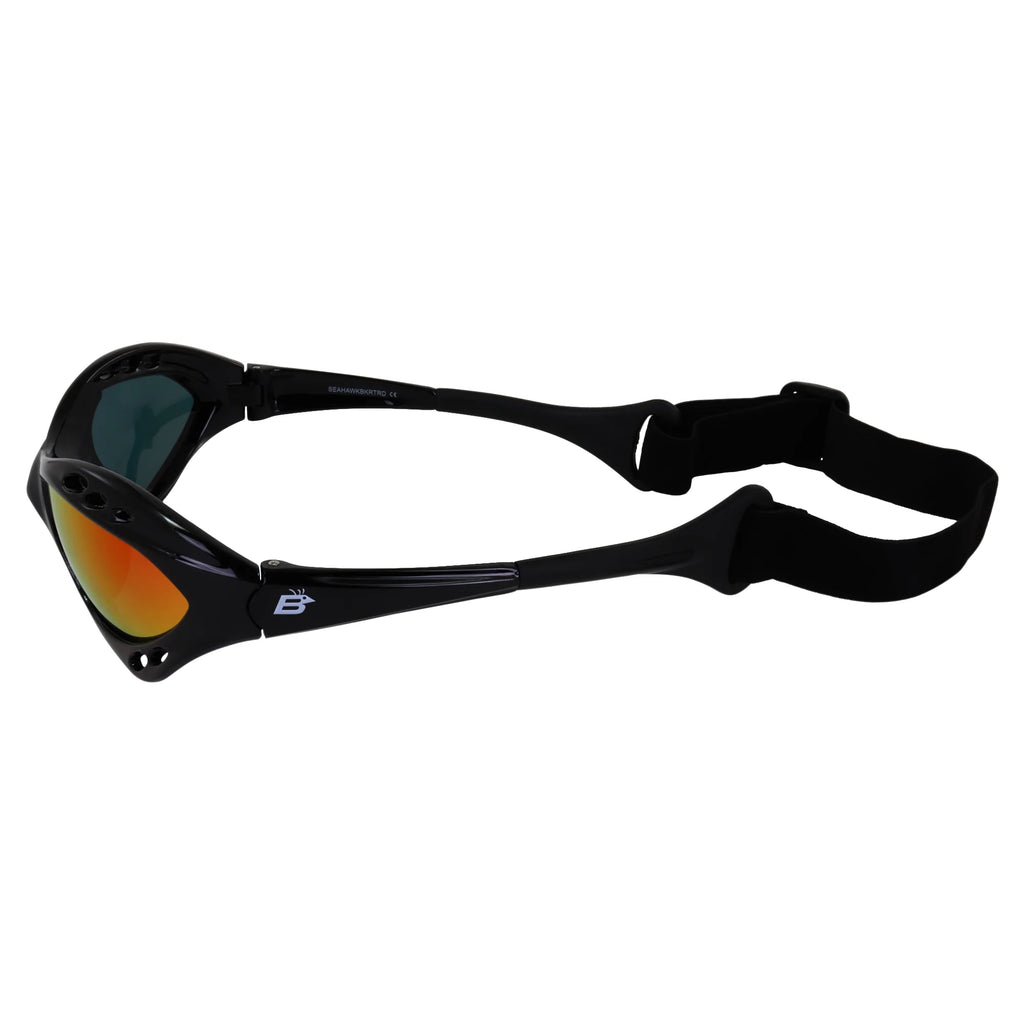 3 Pairs Padded Polarized Sunglasses with Strap Black Frame Blue Red Pink Mirror Lenses O56070