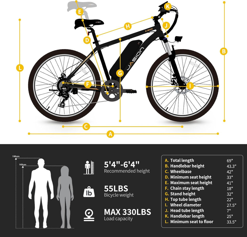 27.5" Electric Bike with 500W Brushless Motor and Front Fork Suspension K8787