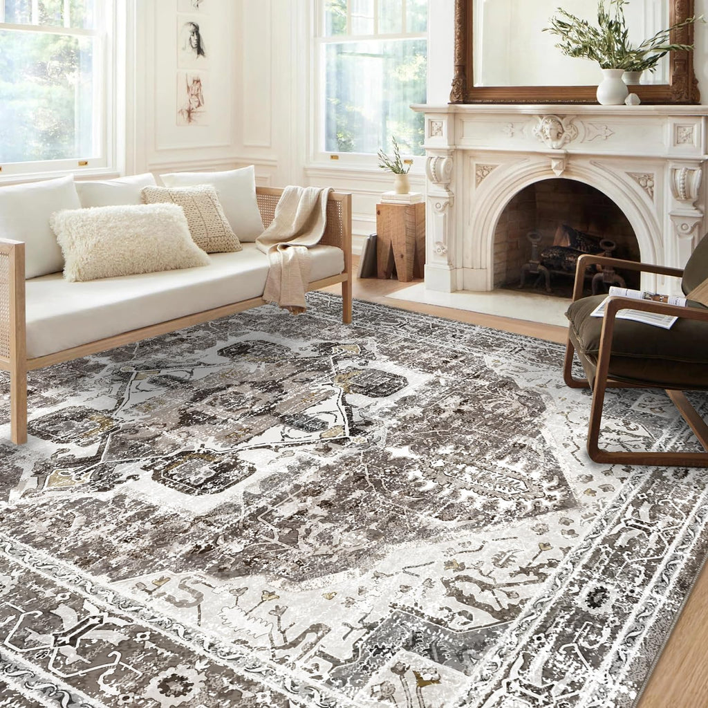 Machine Washable 5x7 Non-Slip Low Pile Area Rug R60489