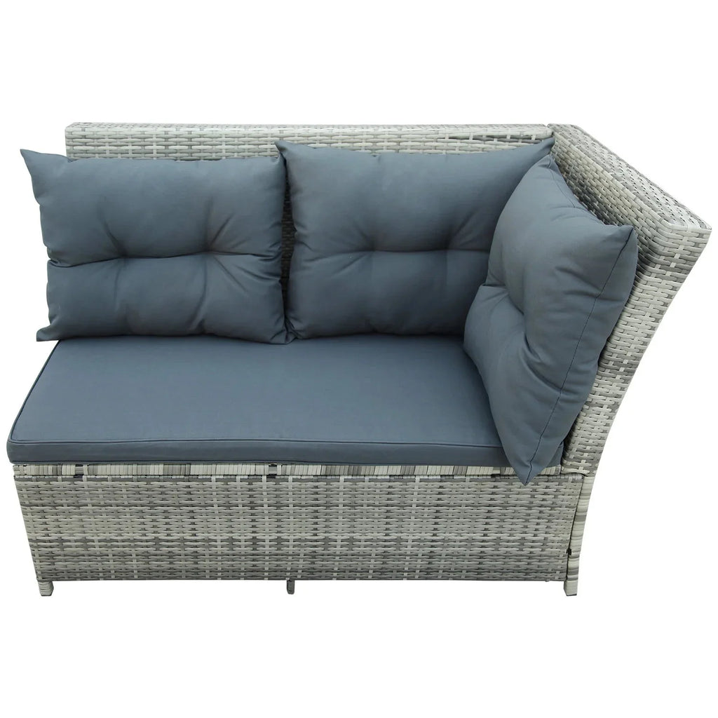 6-Piece Outdoor Sectional Sofa with Glass Table Ottomans Y6392