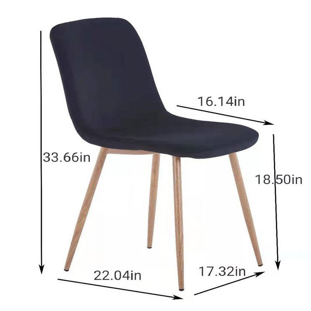 Black Velvet Upholstered Dining Chairs Set of 4 B4442