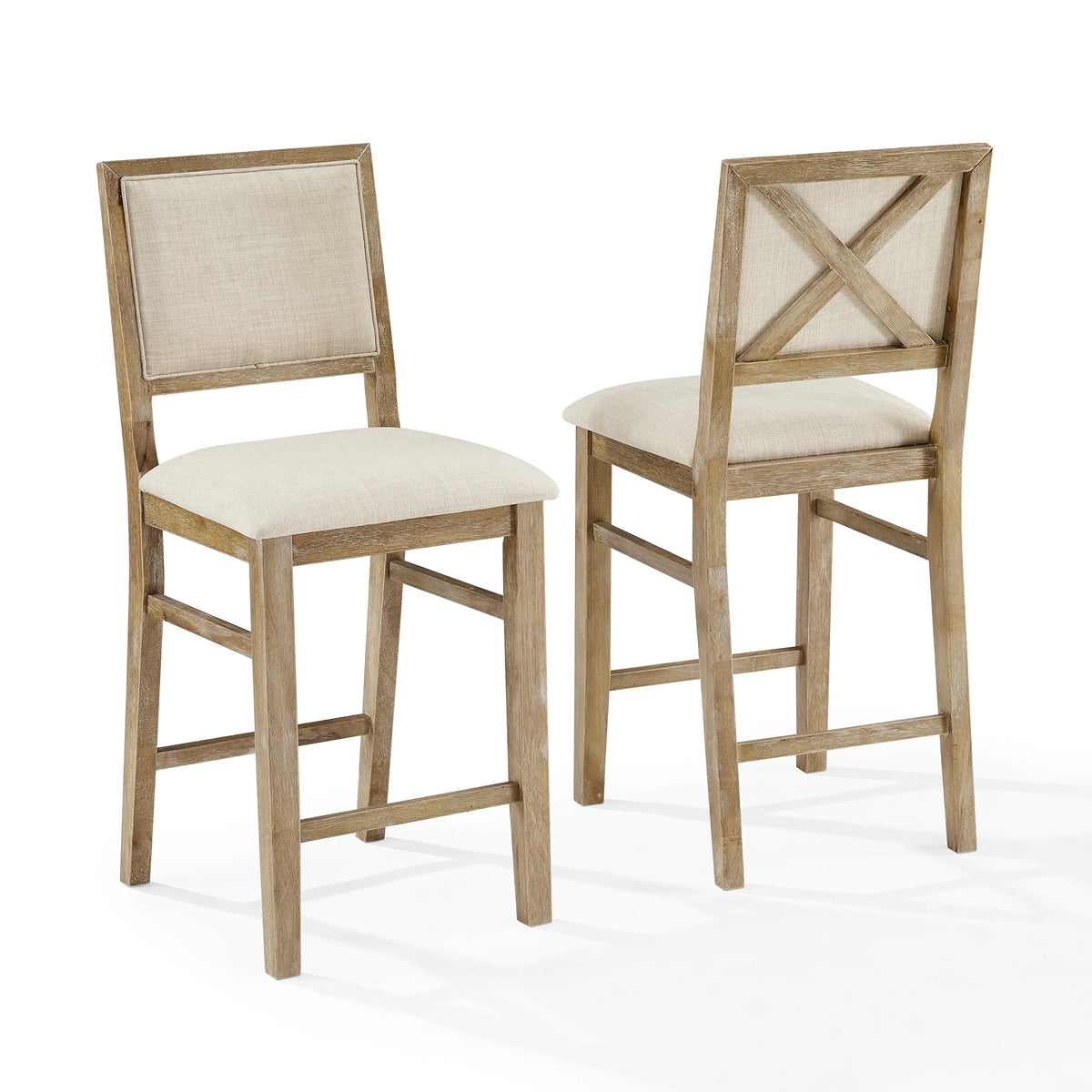 Upholstered Wood Counter Height Bar Stools Set of 2 S2368