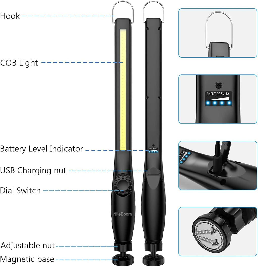 800 Lumens Rechargeable COB LED Work Light 4 Pack P9888