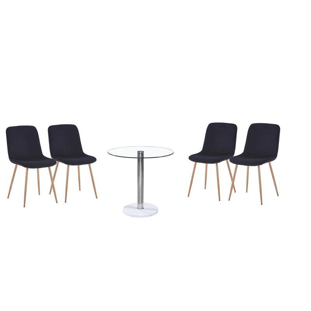 Black Velvet Upholstered Dining Chairs Set of 4 B4442