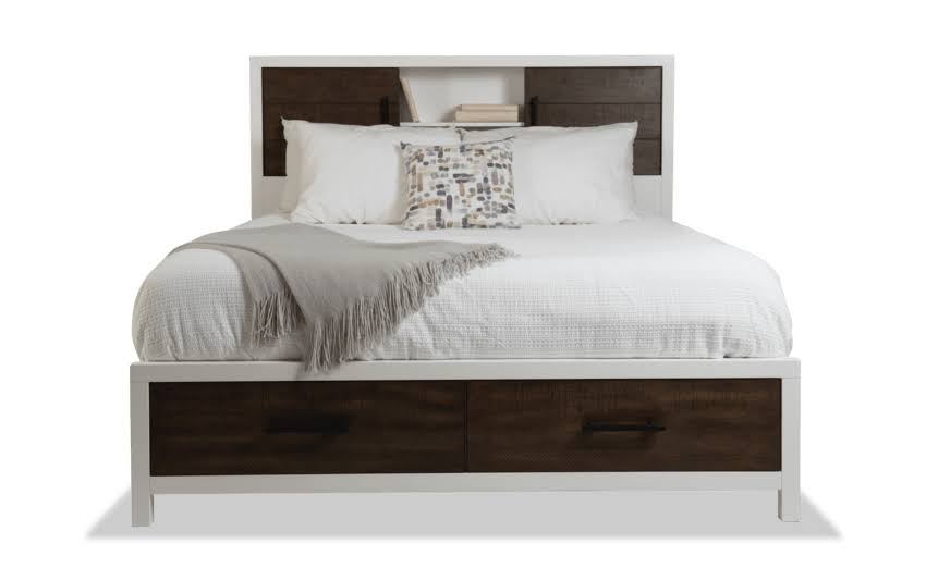 Twin White & Brown Bookcase Storage Bed I755249