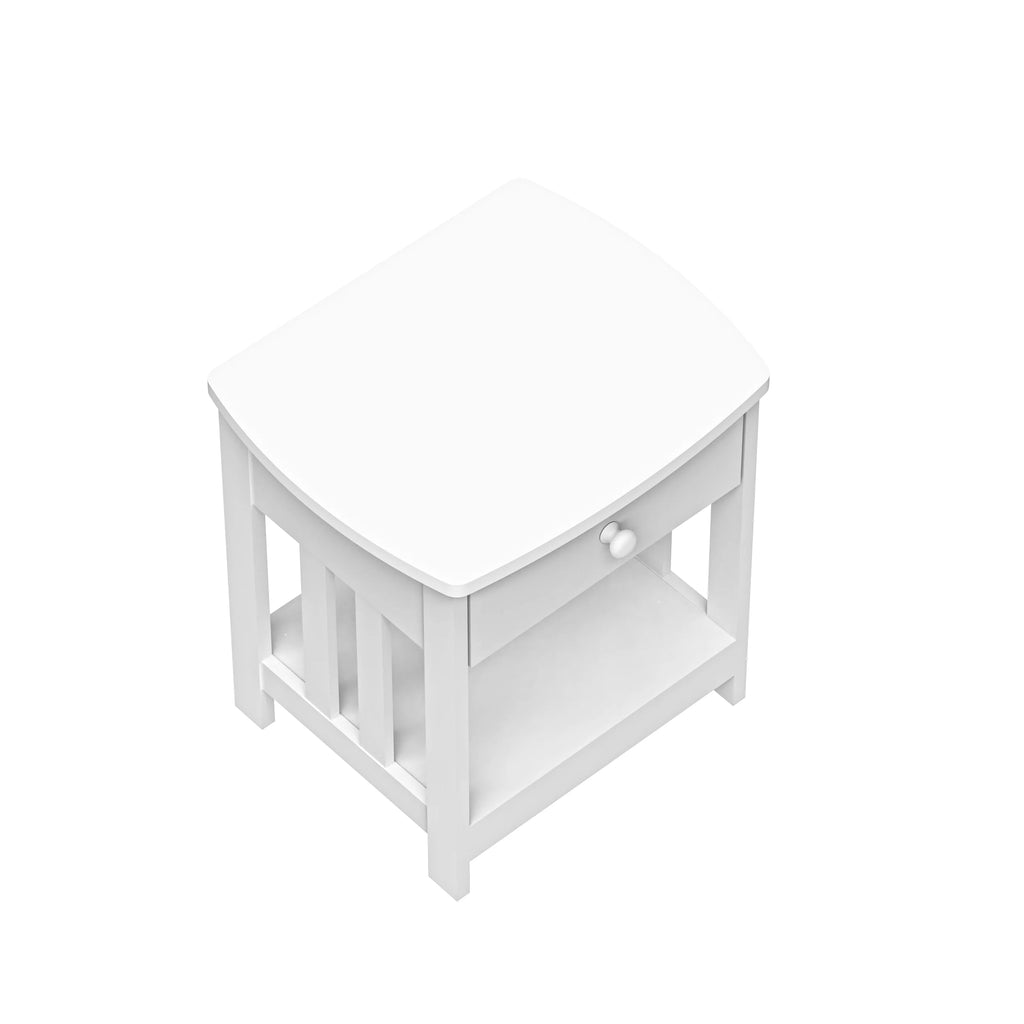White 1 Drawer Solid Wood Side Table X977