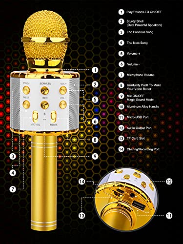 4 in 1 Wireless Karaoke Microphone with LED Lights S5398
