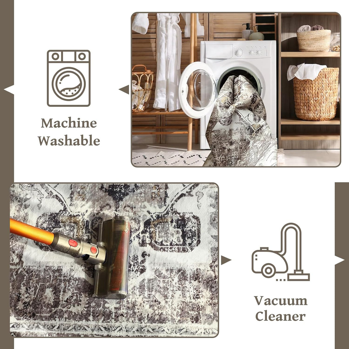Machine Washable 5x7 Non-Slip Low Pile Area Rug R60489