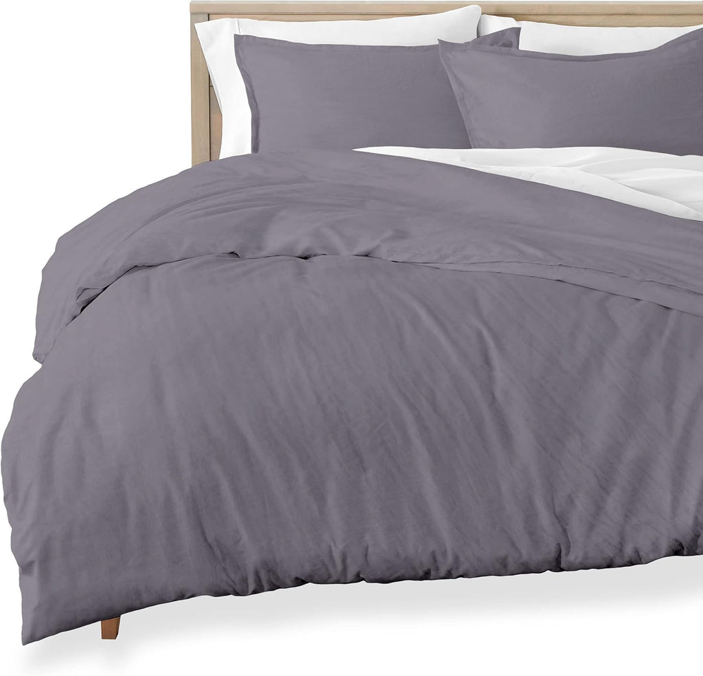 Queen Size Sandwashed White Brushed Microfiber Duvet Cover Pack of 2 L29332