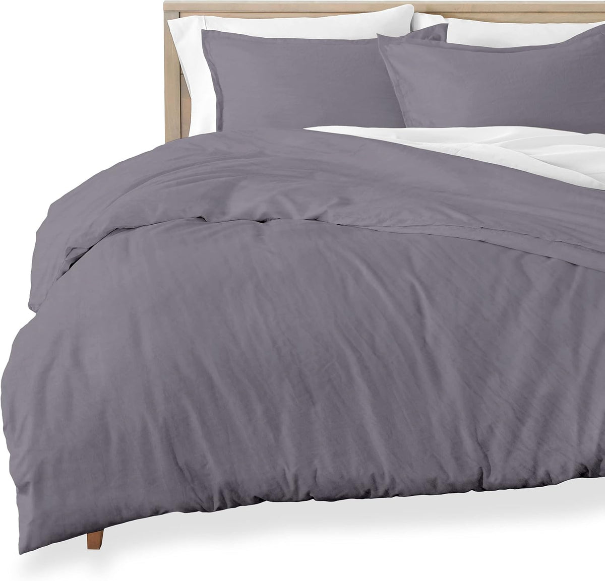 Queen Size Sandwashed White Brushed Microfiber Duvet Cover Pack of 2 L29332