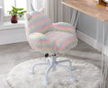 Cute Faux Fur Swivel Rolling Vanity Armchair S8788