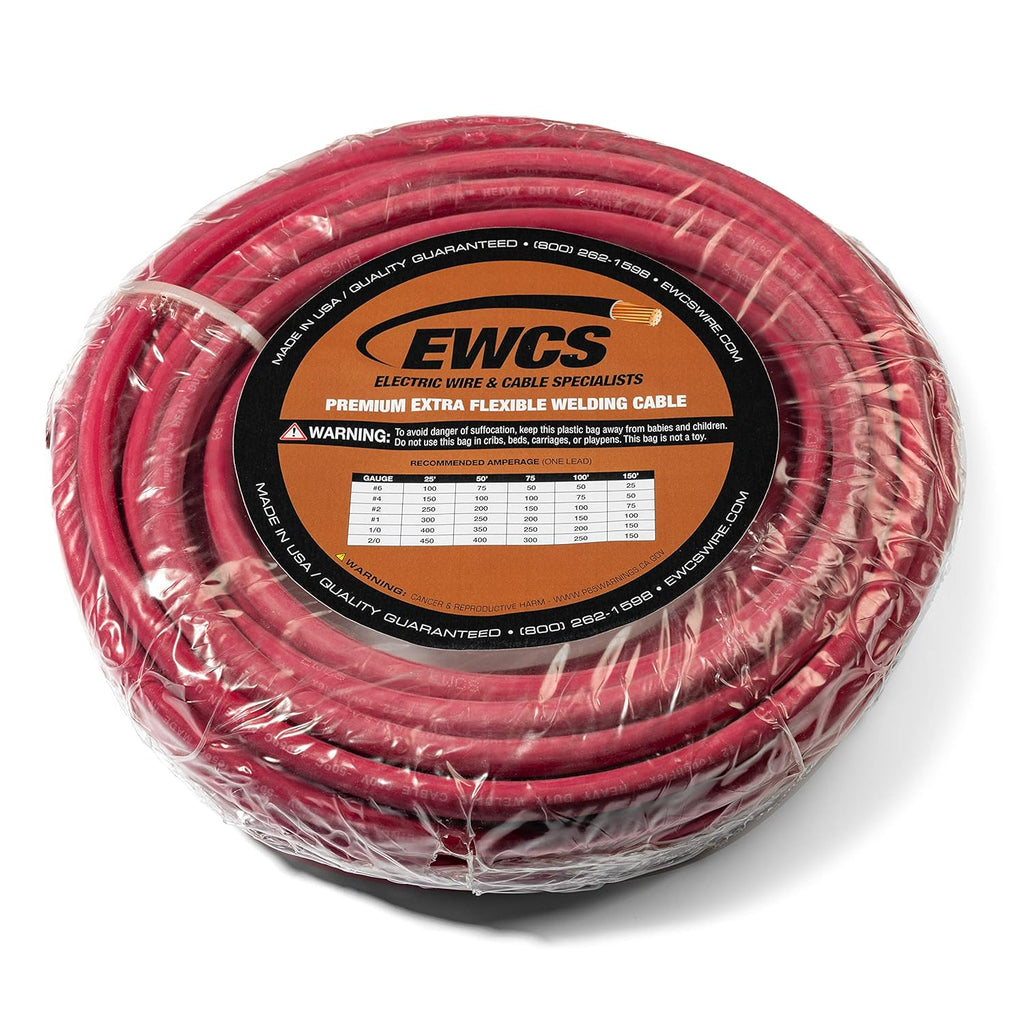 Red 25 Feet 2/0 Gauge Welding Cable S819
