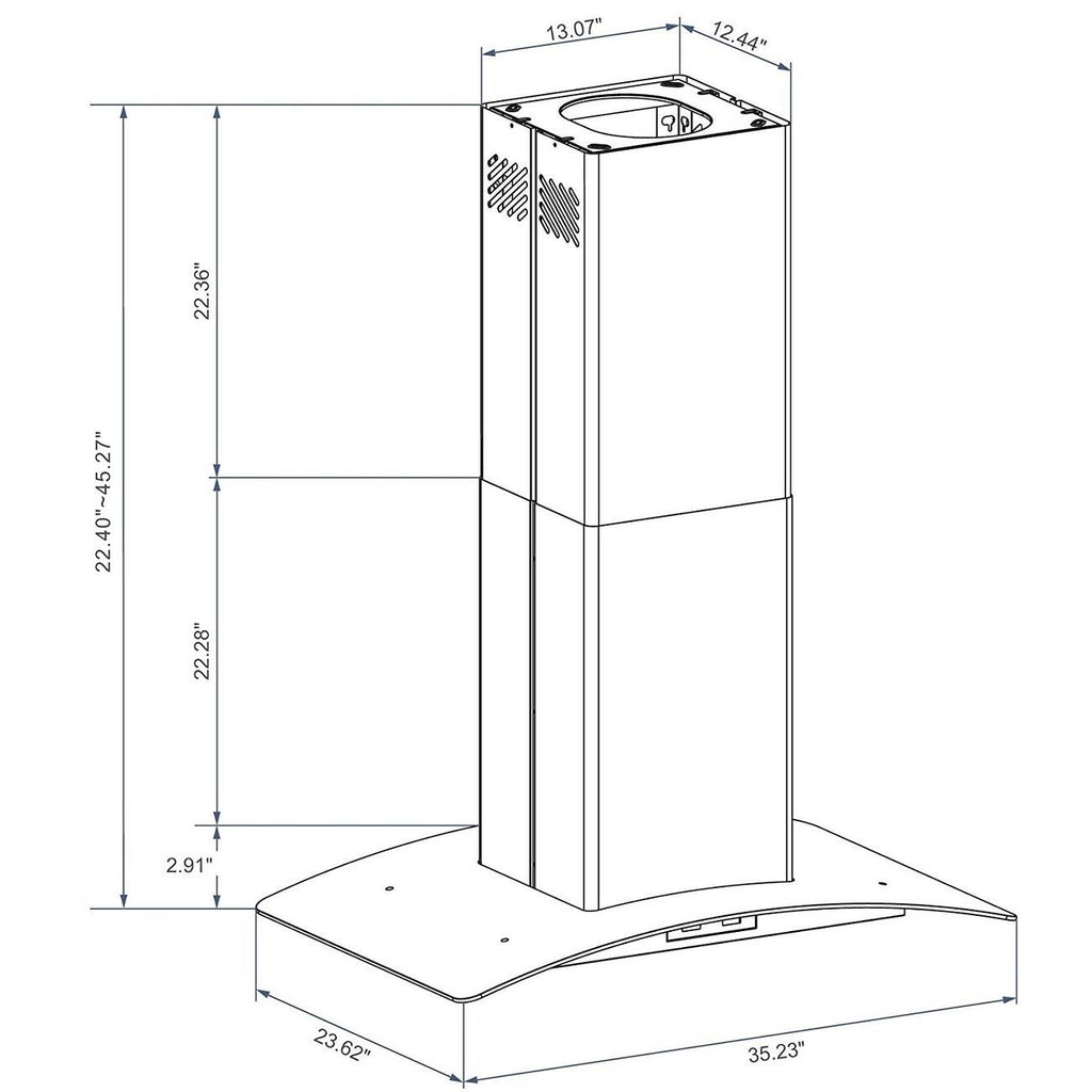 36x22 400 CFM Convertible Island Range Hood J5530