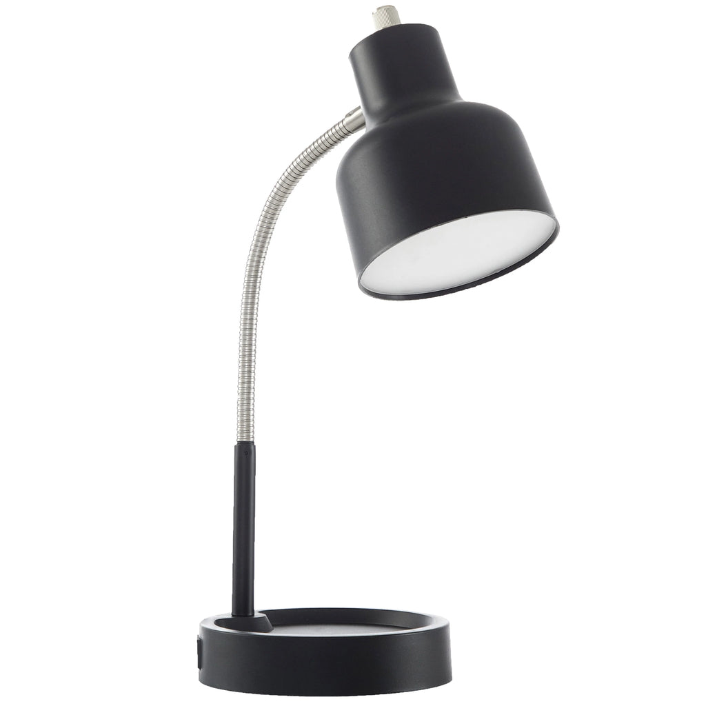 LED Desk Lamp with AC Outlet, Matte Black G558594