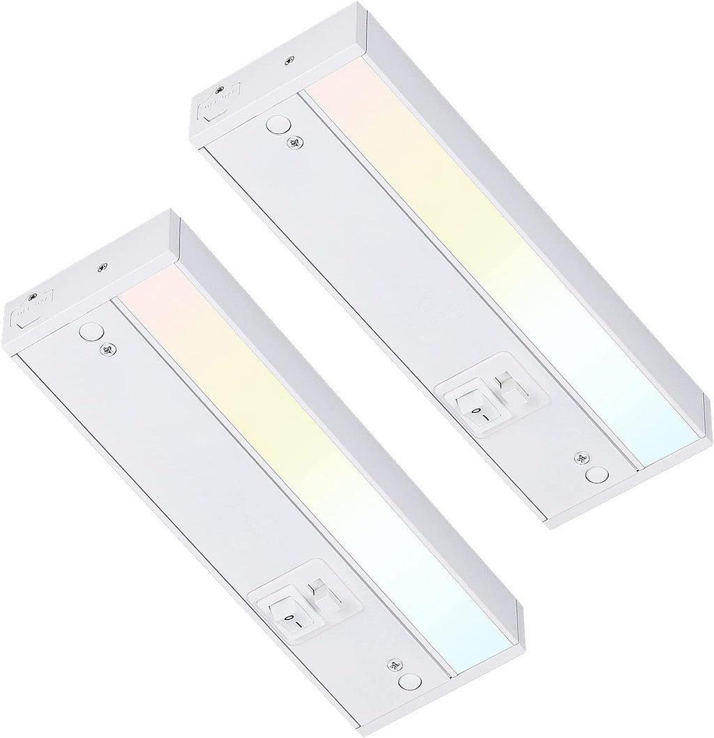 LED Under Cabinet Light, 12 Inch, 8W, Dimmable, Linkable, 3 Color Selectable, White Finish, Pack of 2 K14972